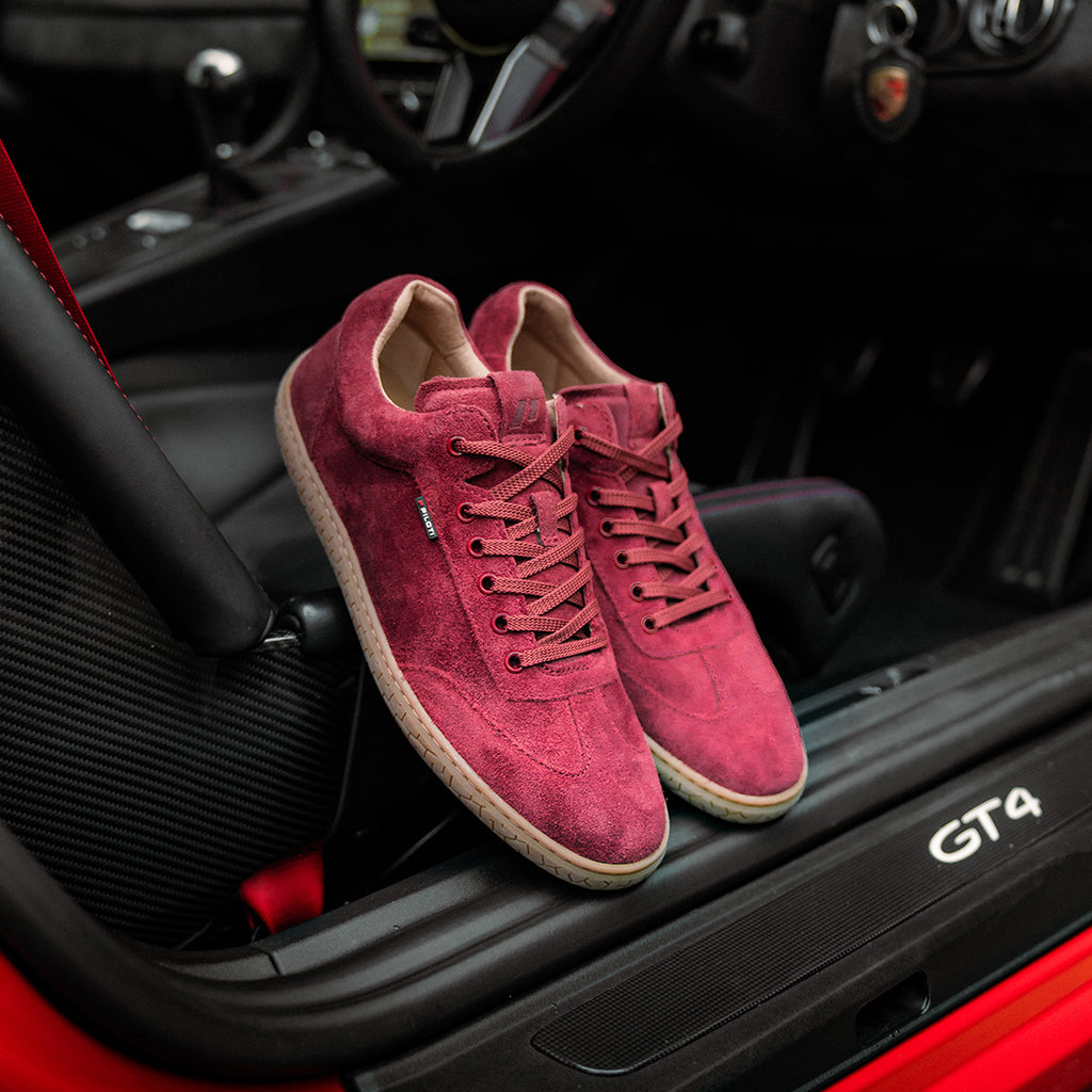 Men's Suede Shift Driving Sneaker Burgundy Piloti